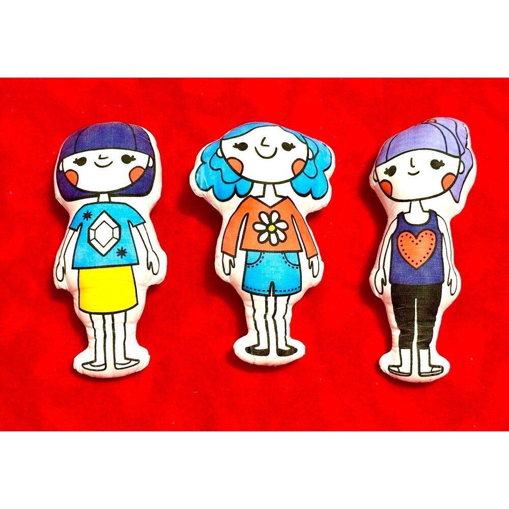3 Girl Girls Stuffed Cloth Dolls Toys Play Figure Story Dollhouse People